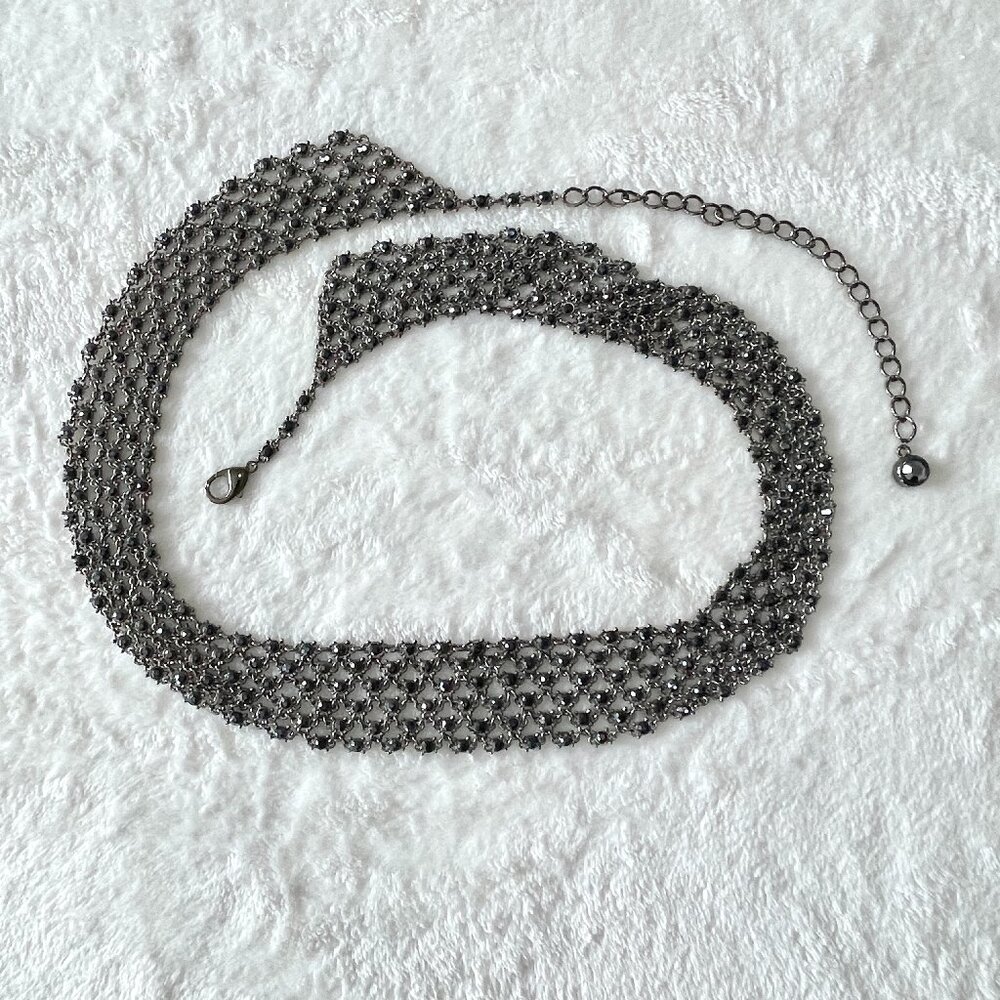 Rhinestone Mesh Chain Waist Belt - Silver